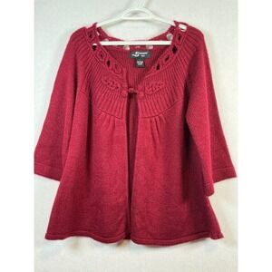 Sharagano Studio Women's Maroon Knit 3/4 Sleeve OpenFront Cardigan Sweater Large